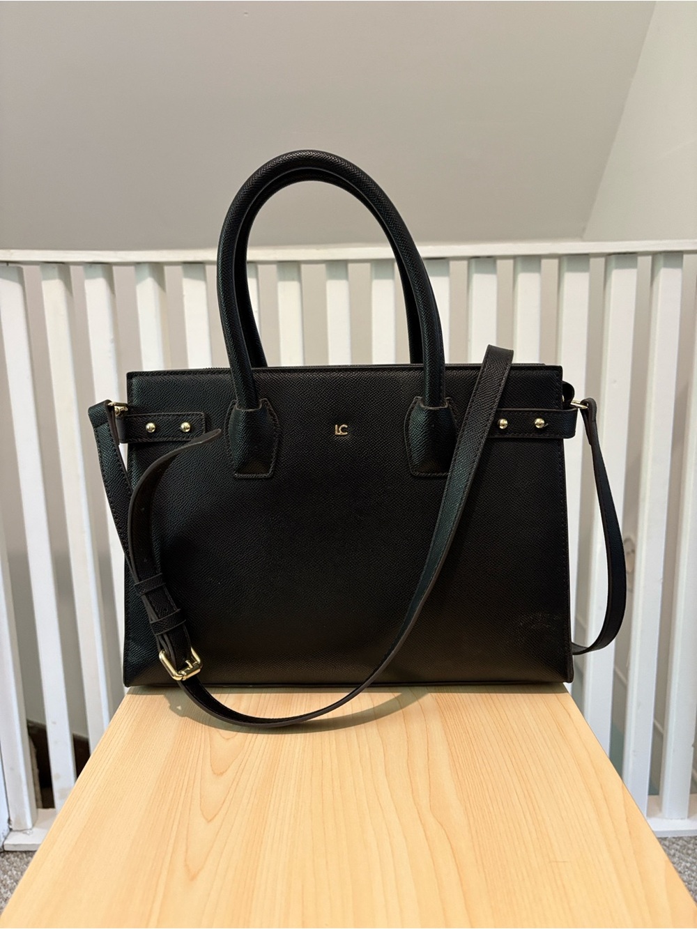 Liz Claiborne Black Structured Satchel with Removable Strap